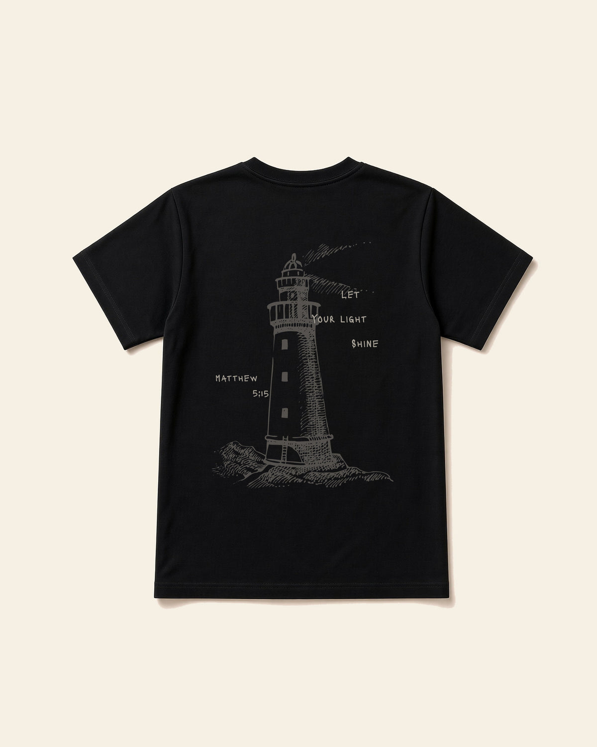 The Lighthouse - Adult Everyday Cotton Tee, black, back