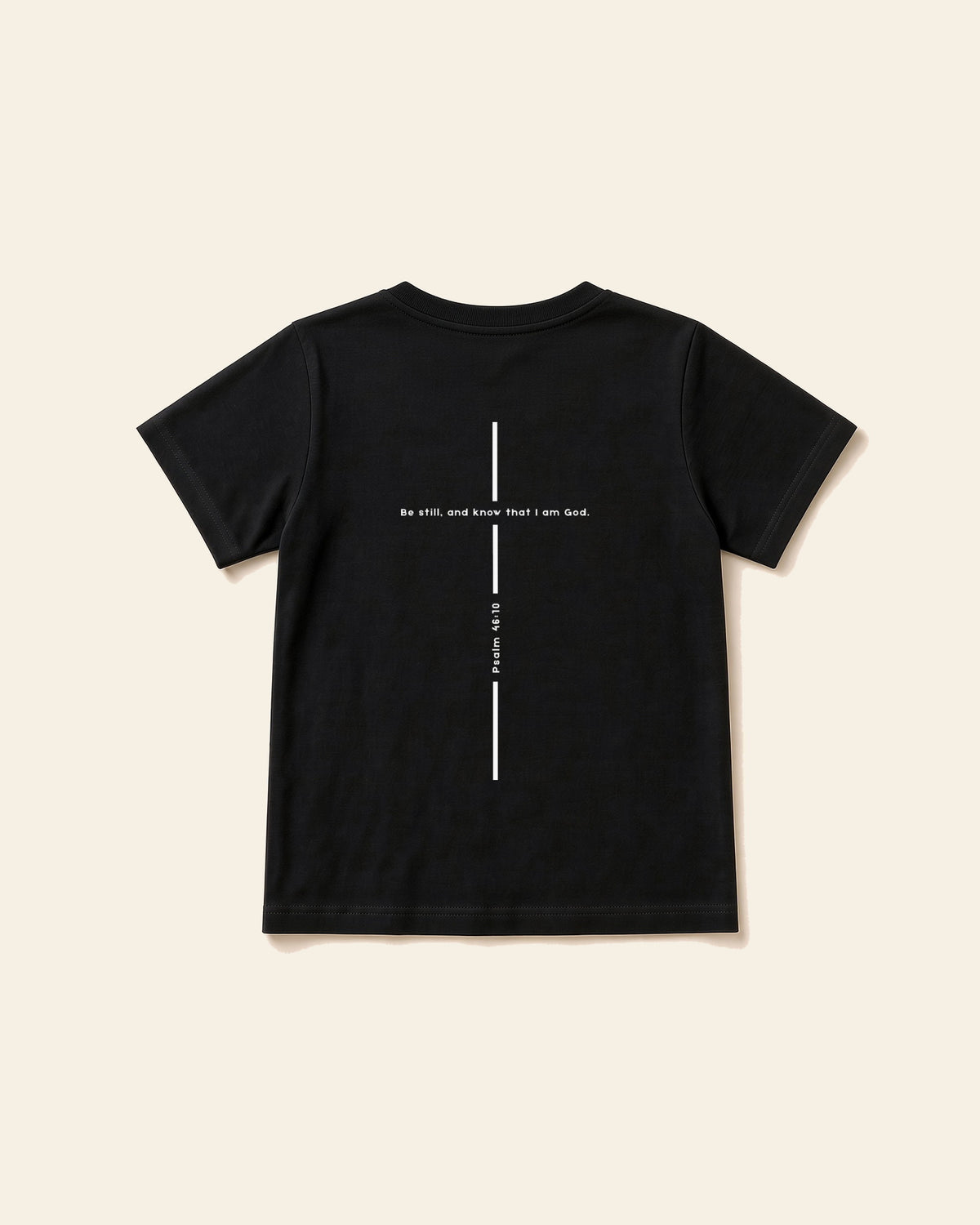 Psalm Cross - Youth Everyday Cotton Tee, black, back