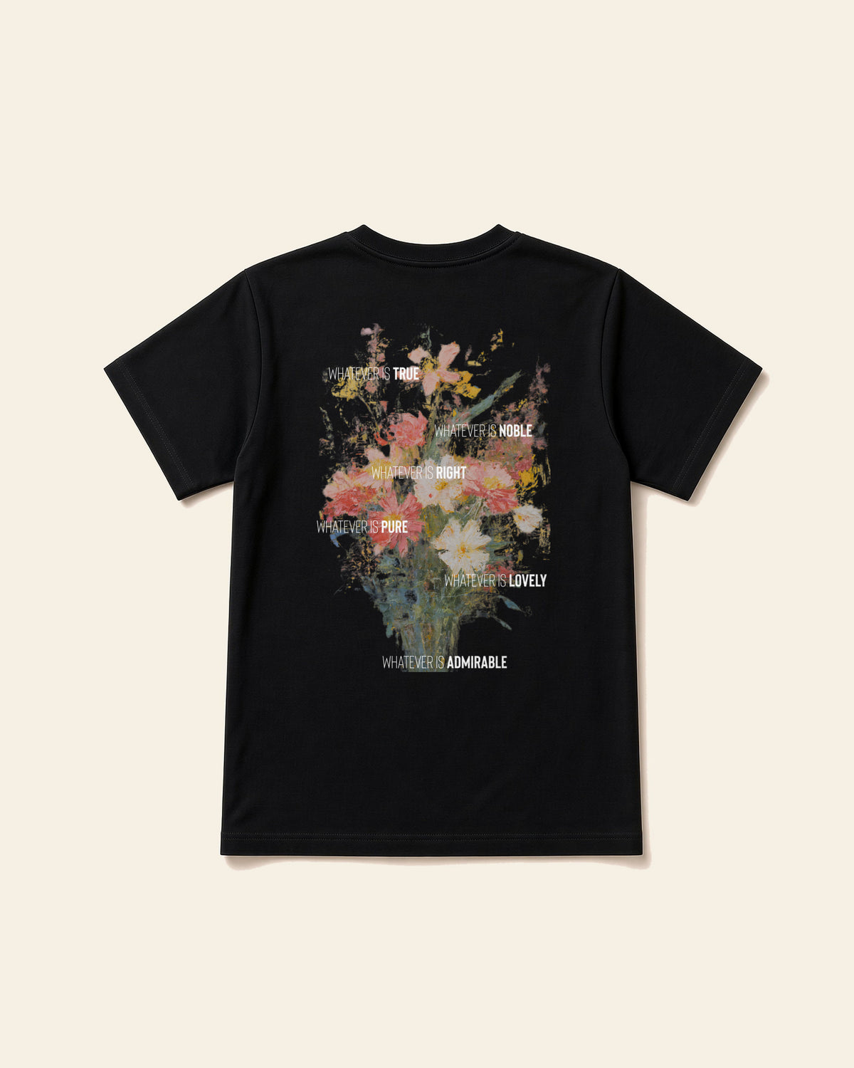 Whatever is True - Adult Everyday Cotton Tee, black, back