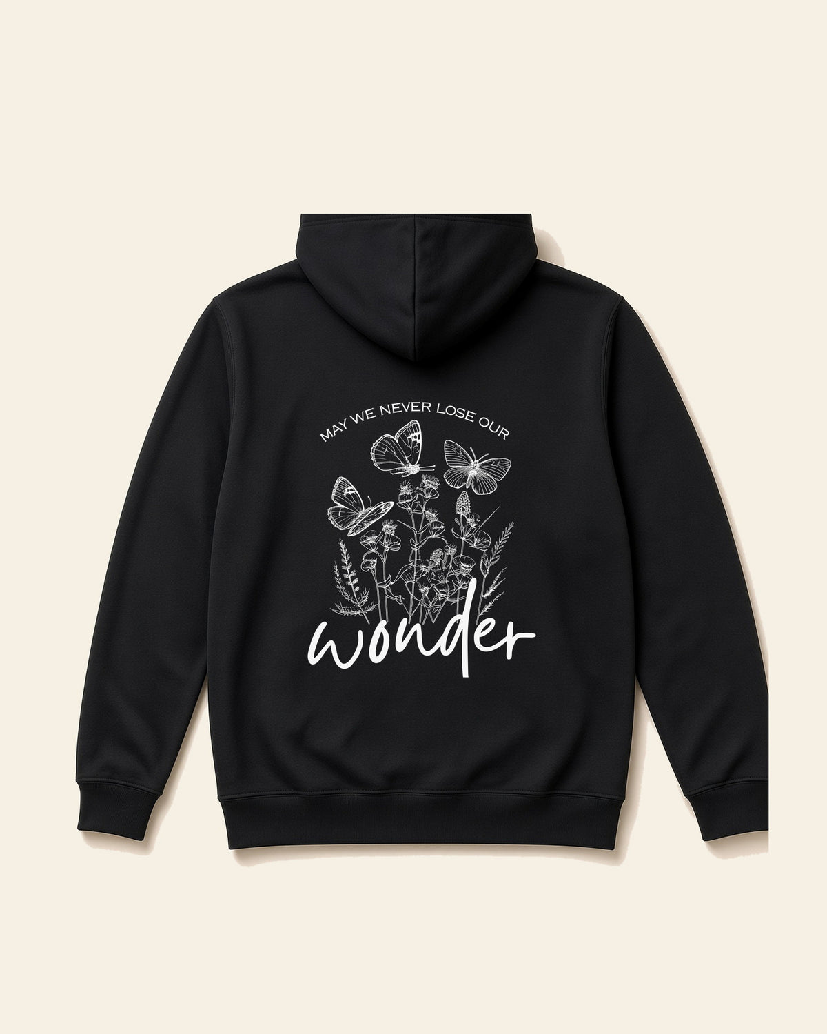 Wonder - Adult Fleece Hoodie, black, back