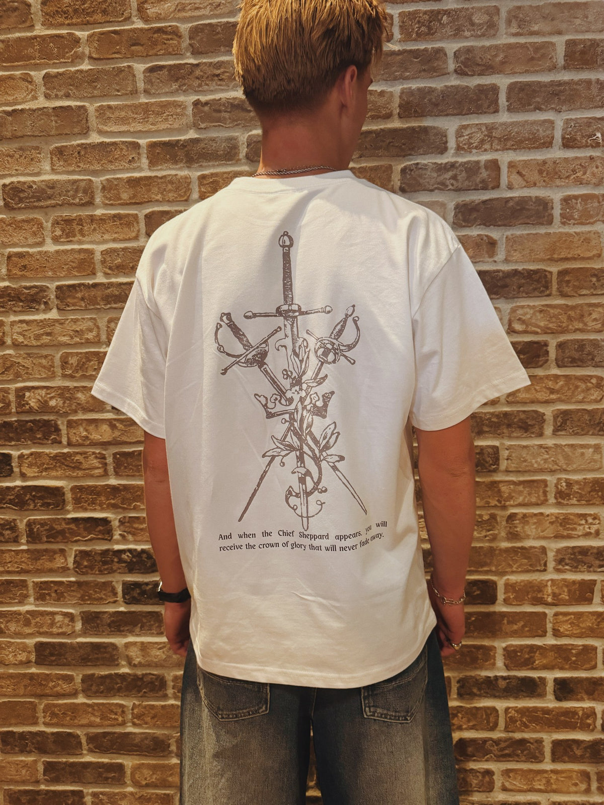 Crown of Glory - Adult Heavyweight Cotton Tee, white, worn