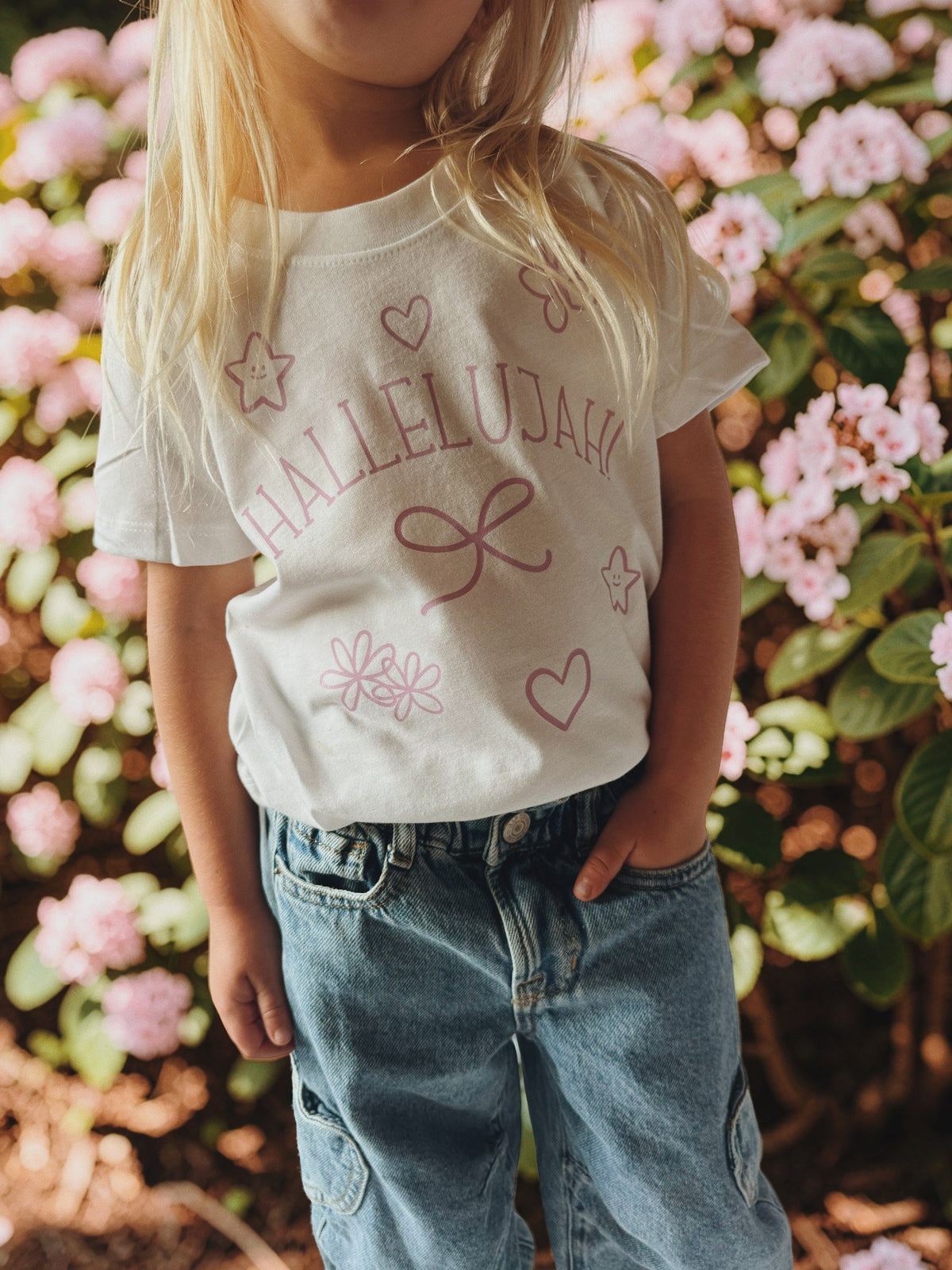 Hallelujah - Toddler Organic Cotton Tee, white, worn