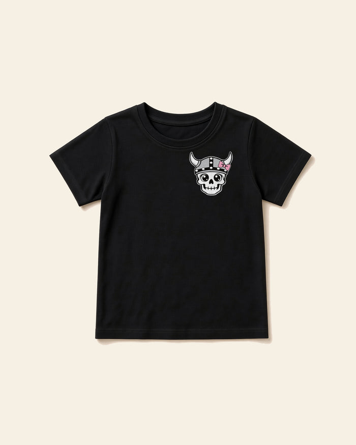 Girl head on the front of the Reno Ice Raiders youth everyday cotton tee