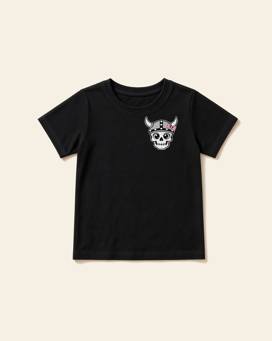 Girl head on the front of the Reno Ice Raiders youth everyday cotton tee